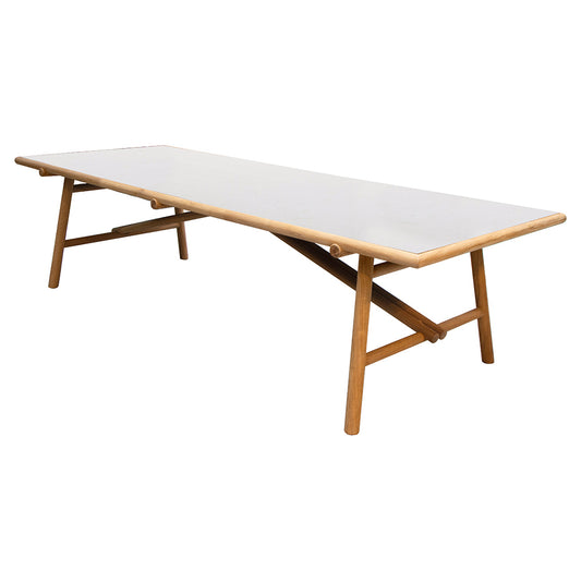 Sticks Dining Table - Toscana Sand Ceramic Top, Teak Base
