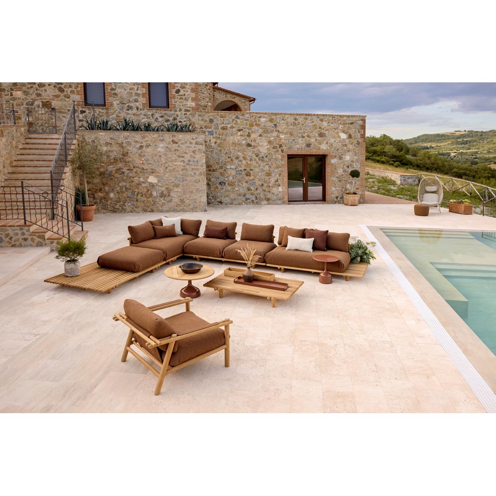 Sticks Lounge Chair - Umber Brown Cushions, Taupe Aluminum Frame