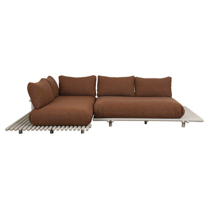 Sticks Platform Corner Sofa - Umber Brown Cushions, Aluminum Platform