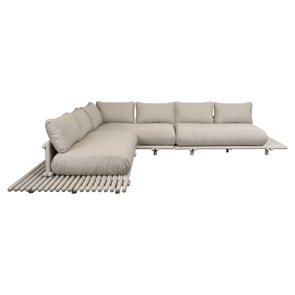 Sticks Platform Large Corner Sofa - Sand Cushions, Aluminum Platform