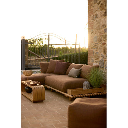 Sticks Platform Sofa With Chaise Lounge - Sand Cushions, Aluminum Platform