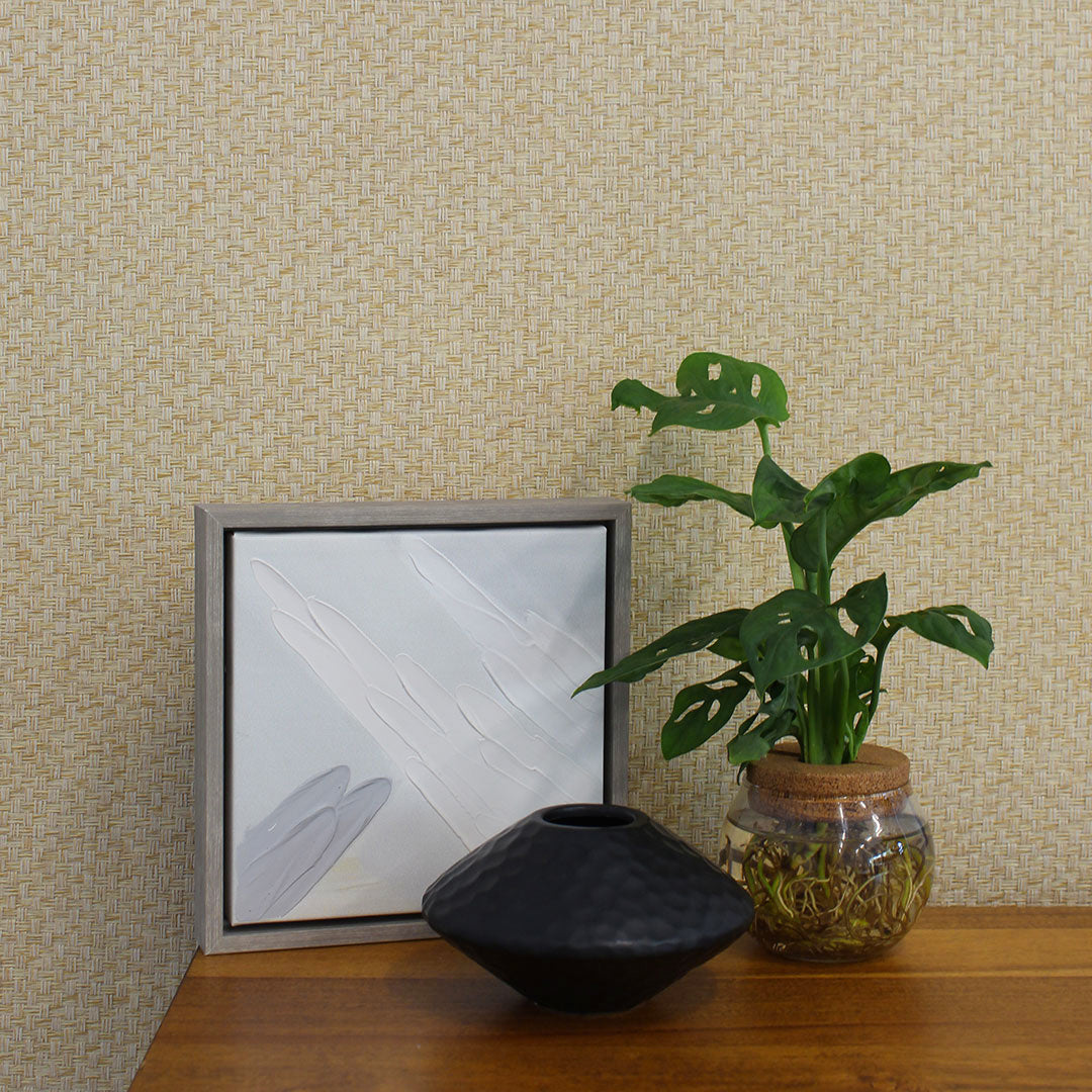 Stranded Box Weave Paperweave Wallpaper - Wheat