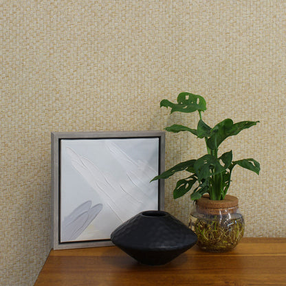 Stranded Box Weave Paperweave Wallpaper - Wheat