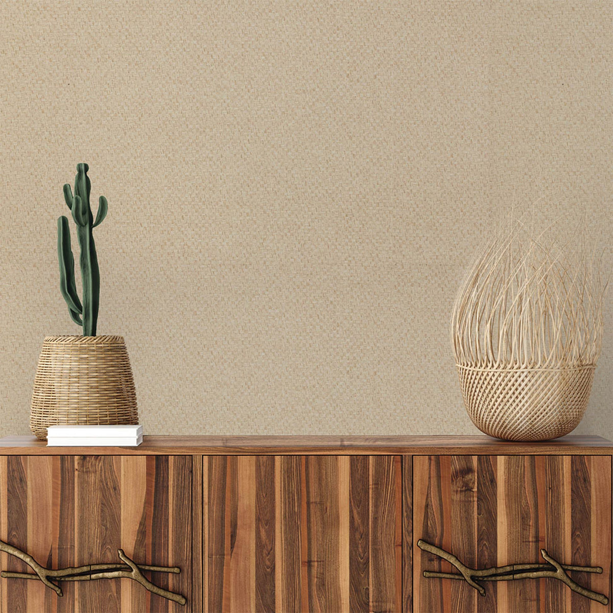 Stranded Box Weave Paperweave Wallpaper - Wheat
