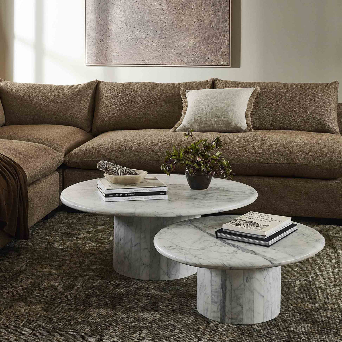 Stuart Nesting Coffee Table Set - White Calacatta Marble
