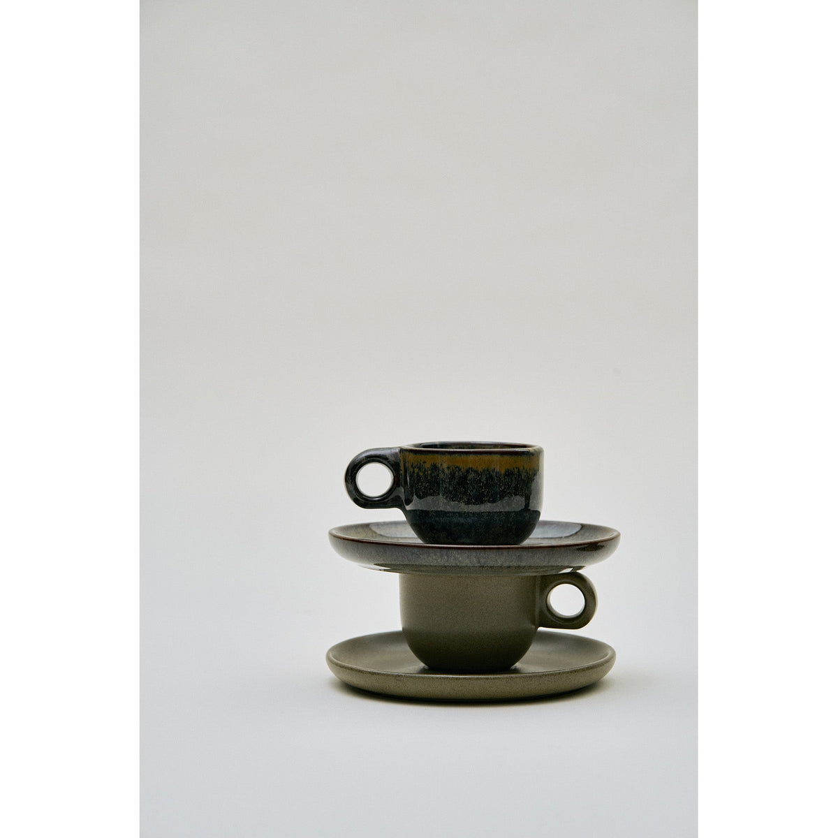 Surface Indi Gray Coffee Cup and Saucer - Set of 4