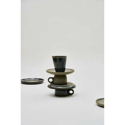 Surface Indi Gray Coffee Cup and Saucer - Set of 4