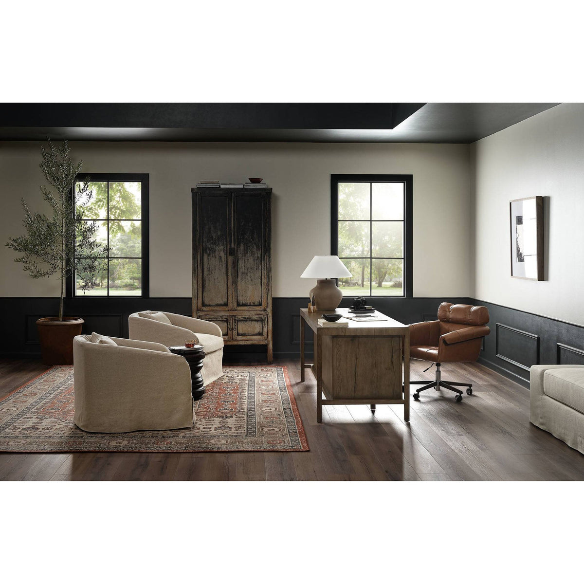 Suspension Desk - Rustic Gray Veneer