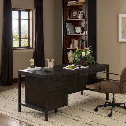 Suspension Desk - Smoked Black Veneer