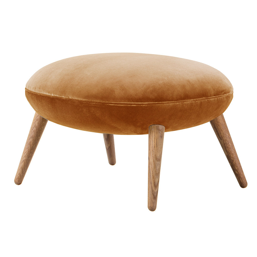 Swoon Ottoman - Grand Mohair 4103, Oiled Oak