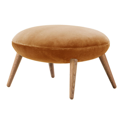 Swoon Ottoman - Grand Mohair 4103, Oiled Oak