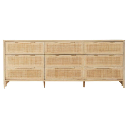 Sydney 9 Drawer Dresser - Natural Cane