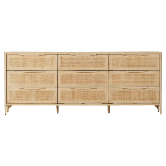 Sydney 9 Drawer Dresser - Natural Cane