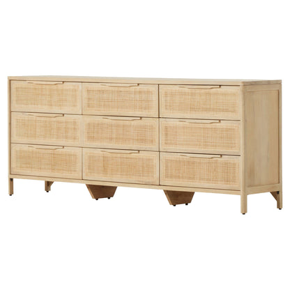 Sydney 9 Drawer Dresser - Natural Cane