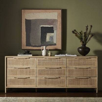 Sydney 9 Drawer Dresser - Natural Cane