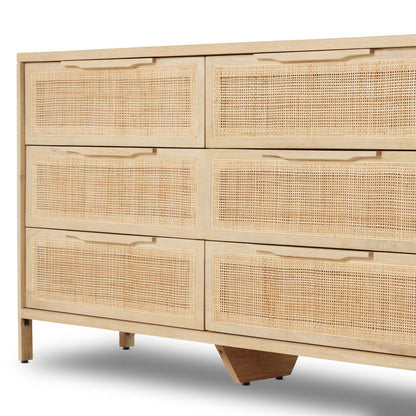 Sydney 9 Drawer Dresser - Natural Cane
