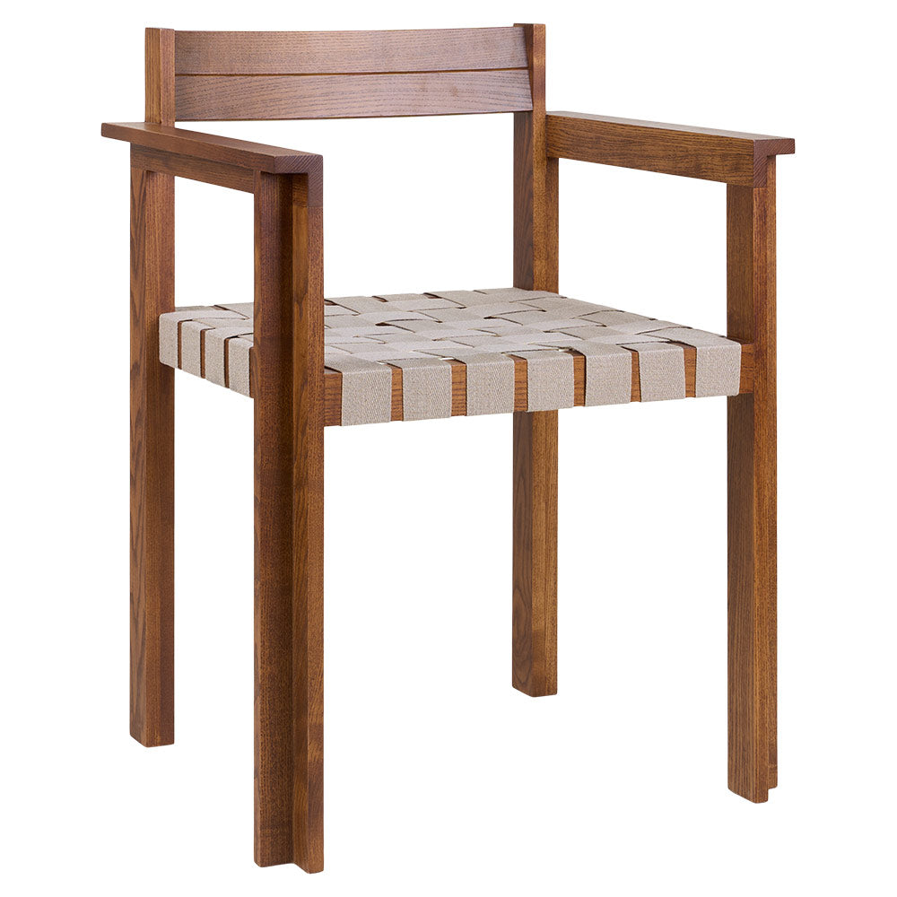 Symmetry Armrest Chair - Honey Ash Wood, Oat Fabric