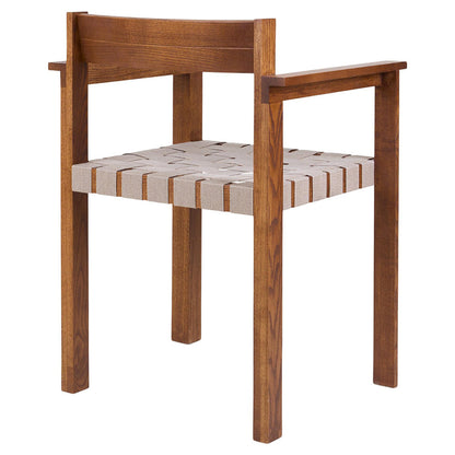 Symmetry Armrest Chair - Honey Ash Wood, Oat Fabric