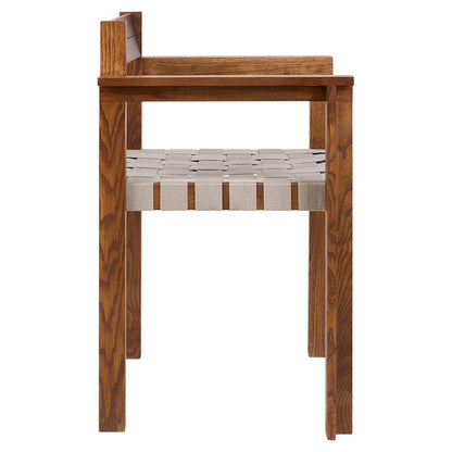 Symmetry Armrest Chair - Honey Ash Wood, Oat Fabric