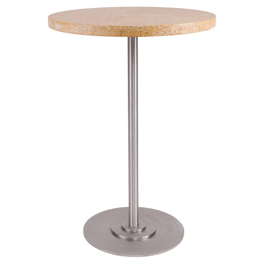 Table 57 - 21.65"W, Yellow Limestone, Stainless Steel