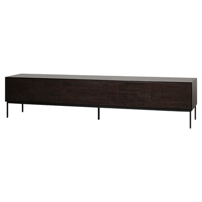 Grooves TV Cupboard - 1 Door, 2 Drawers, Teak