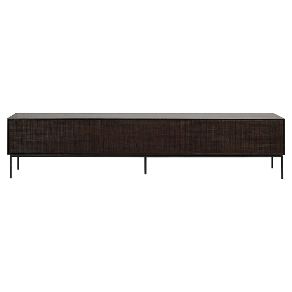 Grooves TV Cupboard - 1 Door, 2 Drawers, Teak