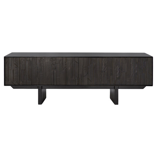 Teak Mosaic Media Cabinet - 1 Flip Down Door, 1 Drawer