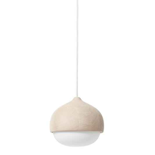 Terho Pendant Medium - Opal Glass, Beige Wood