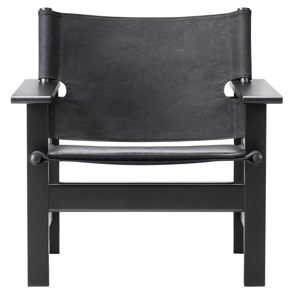 The Canvas Chair - Black Canvas, Oak Black Lacquered Frame
