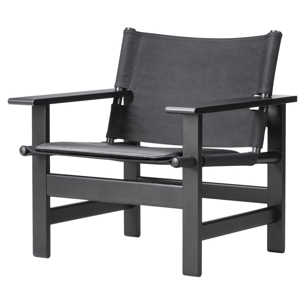 The Canvas Chair - Black Canvas, Oak Black Lacquered Frame