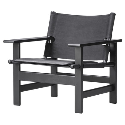 The Canvas Chair - Black Canvas, Oak Black Lacquered Frame