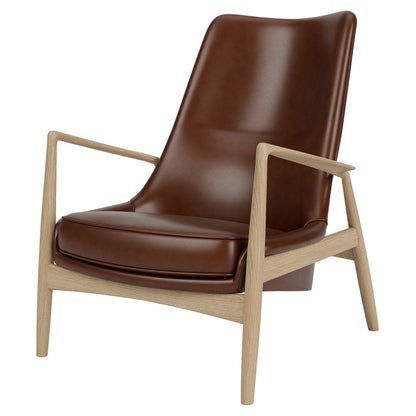The Seal High Back Lounge Chair - Natural Oak