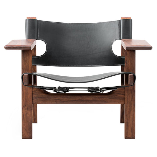 The Spanish Lounge Chair - Black Saddle Leather, Walnut Oiled