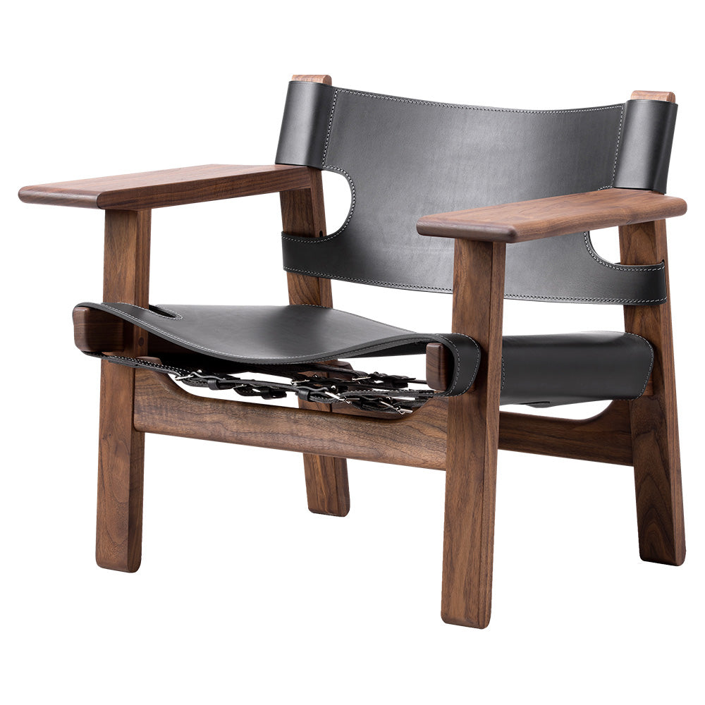 The Spanish Lounge Chair - Black Saddle Leather, Walnut Oiled