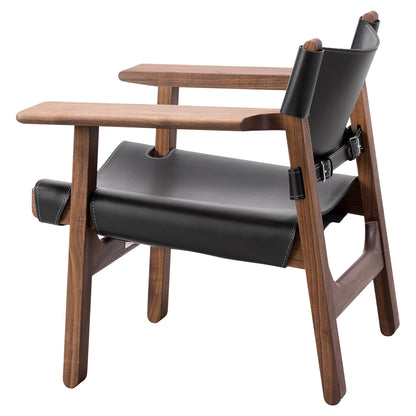 The Spanish Lounge Chair - Black Saddle Leather, Walnut Oiled