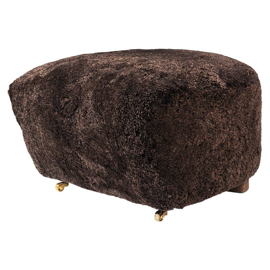 The Tired Man Footstool - Espresso Sheepskin, Smoked Oak