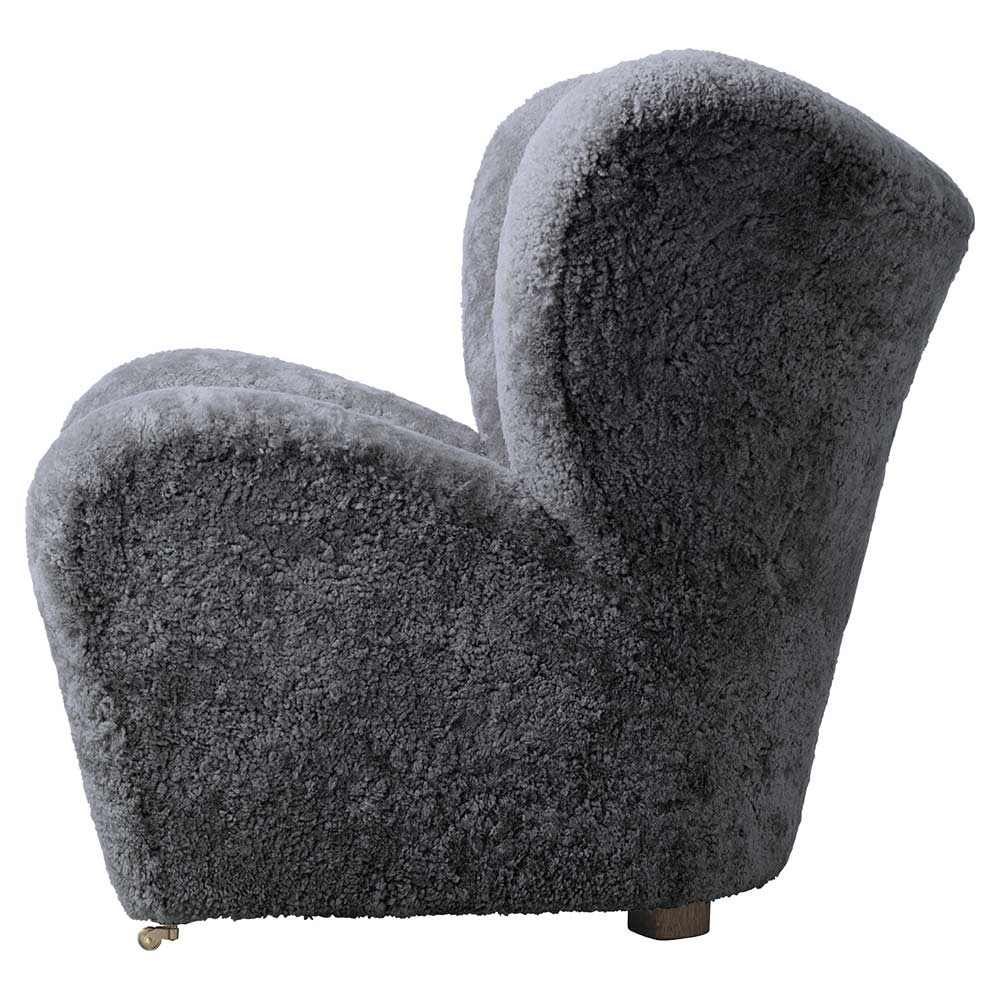 The Tired Man Lounge Chair - Anthracite Sheepskin, Smoked Oak