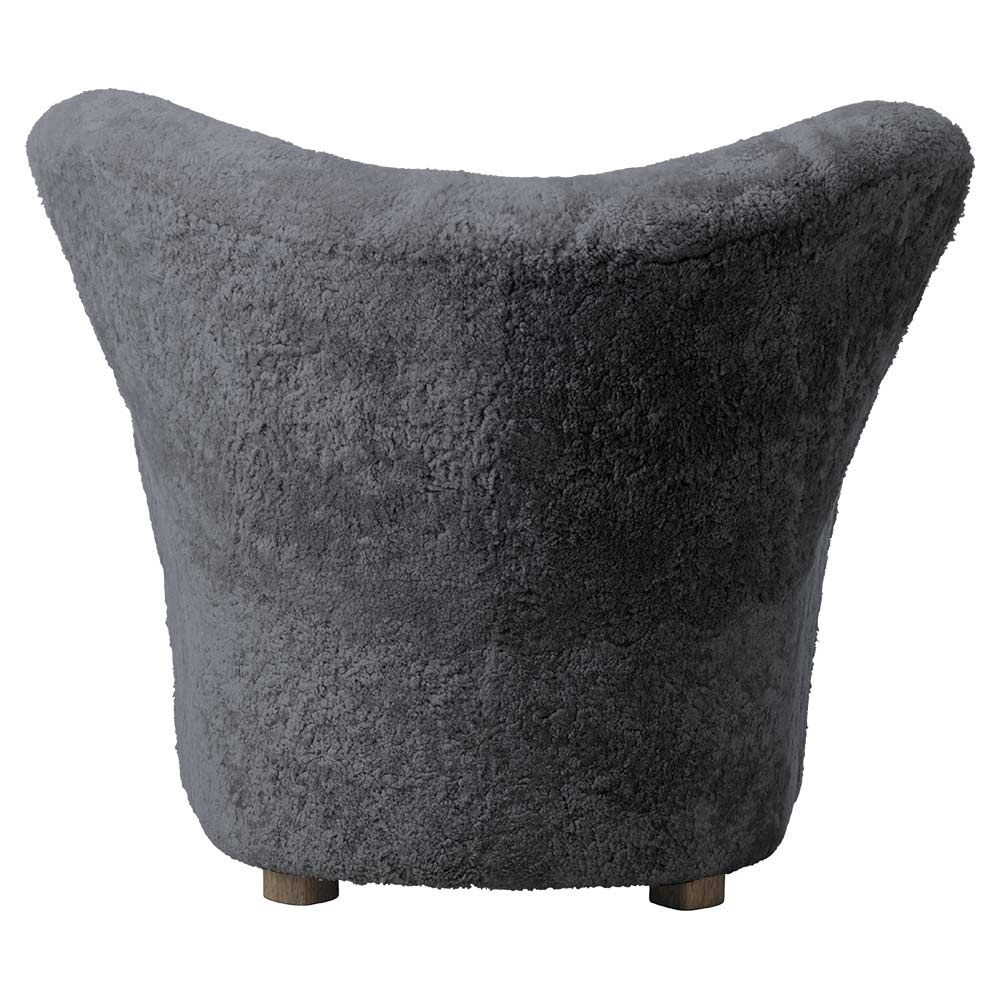 The Tired Man Lounge Chair - Anthracite Sheepskin, Smoked Oak