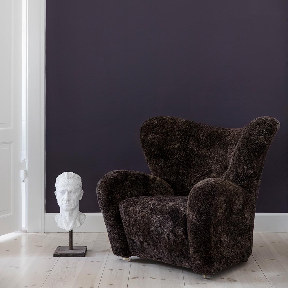 The Tired Man Lounge Chair - Espresso Sheepskin, Smoked Oak
