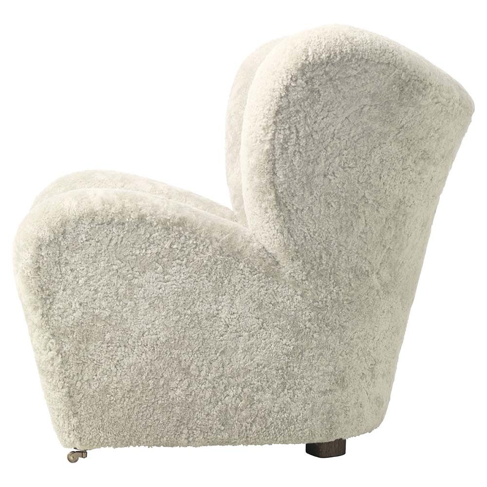 The Tired Man Lounge Chair - Green Tea Sheepskin, Smoked Oak