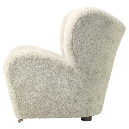 The Tired Man Lounge Chair - Green Tea Sheepskin, Smoked Oak
