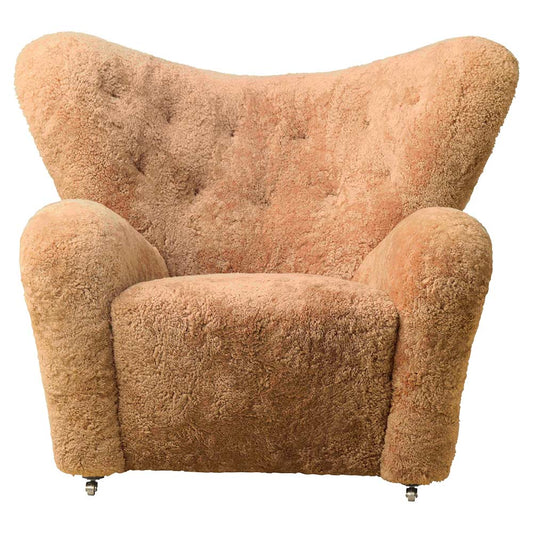 The Tired Man Lounge Chair - Honey Sheepskin, Natural Oak