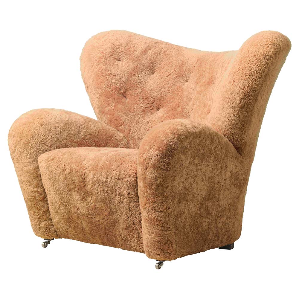 The Tired Man Lounge Chair - Honey Sheepskin, Natural Oak