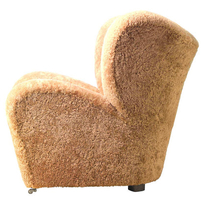 The Tired Man Lounge Chair - Honey Sheepskin, Natural Oak