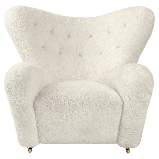 The Tired Man Lounge Chair -  Off White Sheepskin, Natural Oak