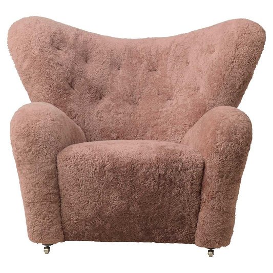 The Tired Man Lounge Chair - Sahara Sheepskin, Smoked Oak