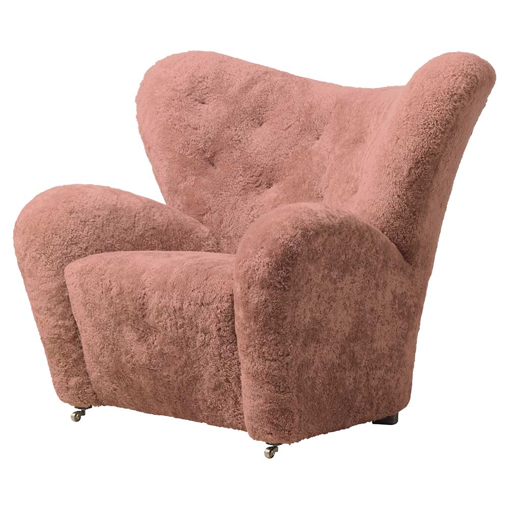 The Tired Man Lounge Chair - Sahara Sheepskin, Smoked Oak