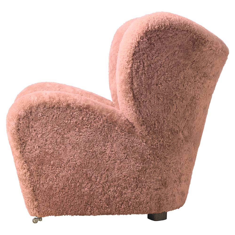 The Tired Man Lounge Chair - Sahara Sheepskin, Smoked Oak