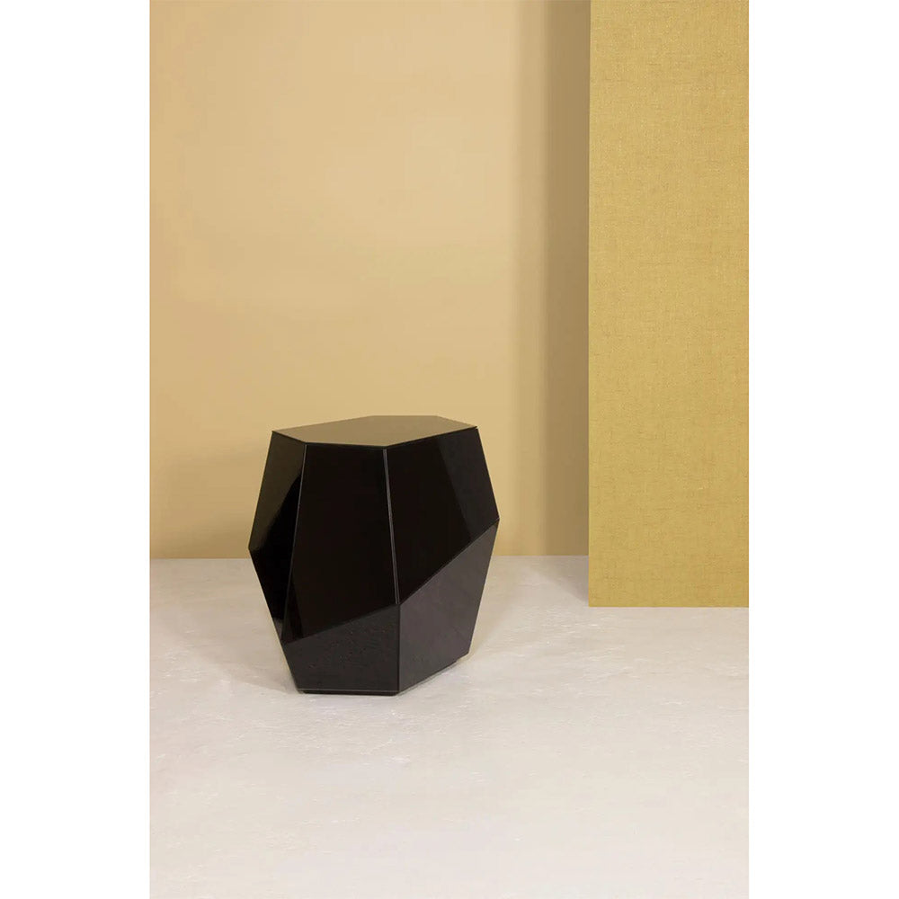 Three Rocks High Side Table - Black Glass