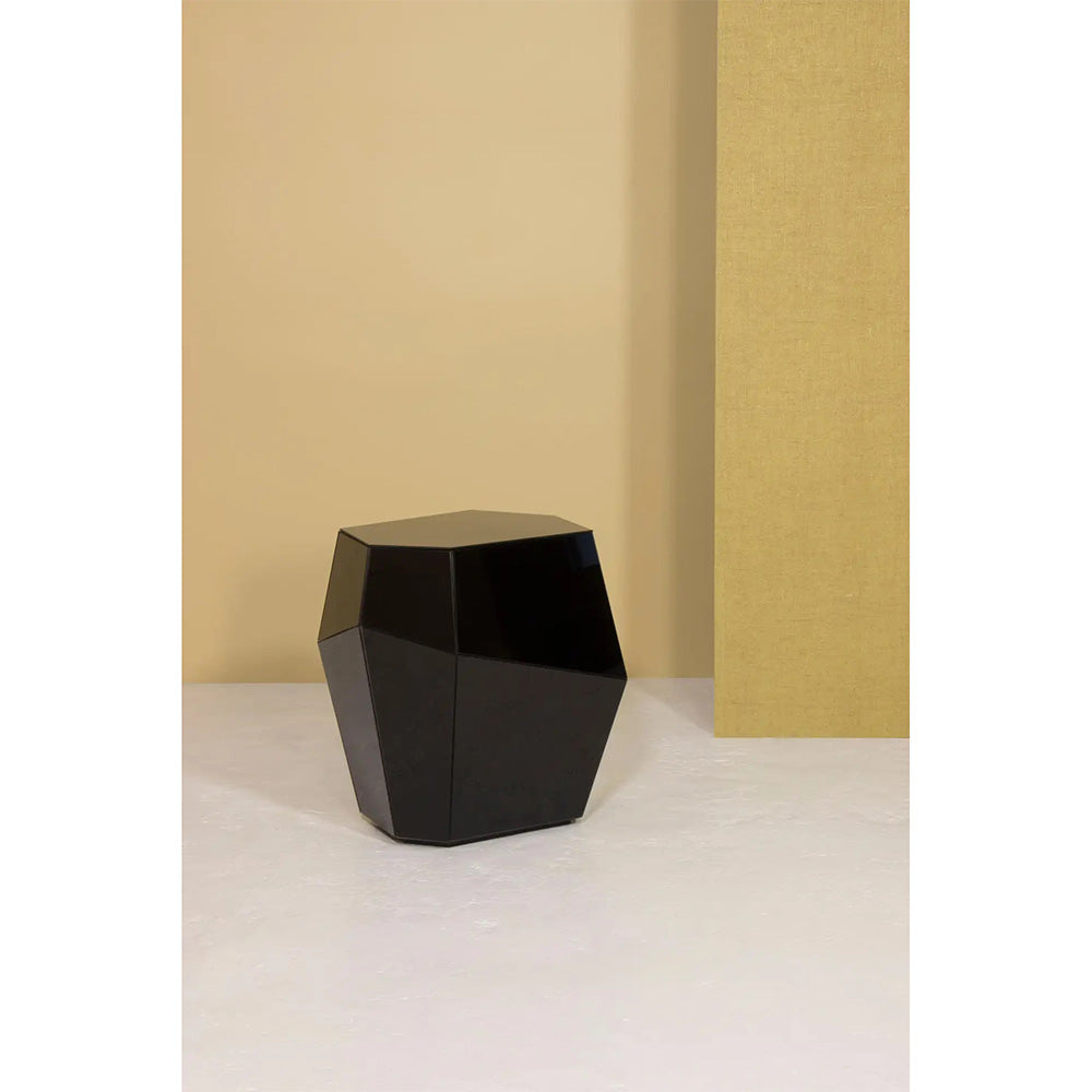 Three Rocks High Side Table - Black Glass